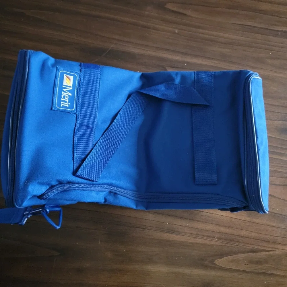 Vintage Brand New Unisex Rare 80's Merit Logo Blue Duffle/Travel Bag Tobacciana